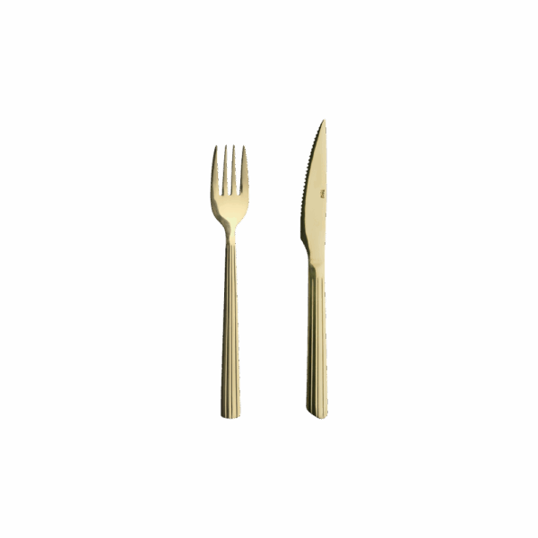 Aida Raw steaksæt 8 dele i champagne guld