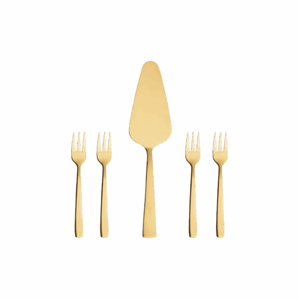Aida Raw kagesæt (kagegafler og kagespade) i guld