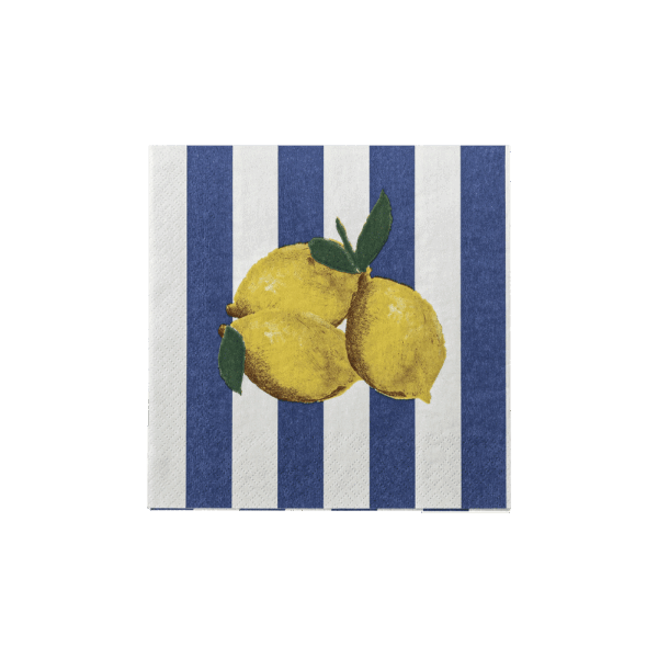 Creative Collection Limone papirserviet med blå striber og en citron