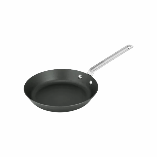 Scanpan Black Iron stegepande 22 cm set fra siden og ovenfra