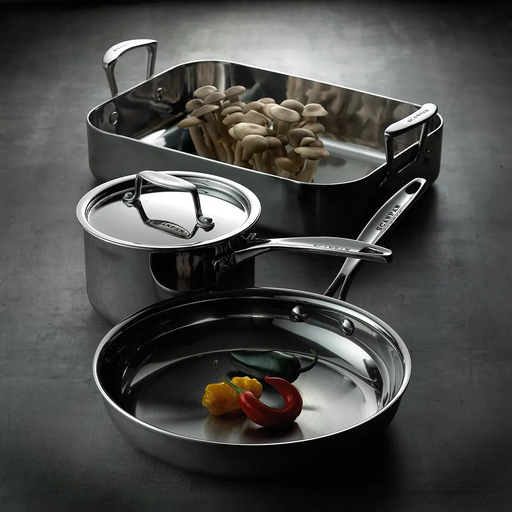 Scanpan Fusion 5 stegepande, kasserolle og bradepande i rustfrit stål