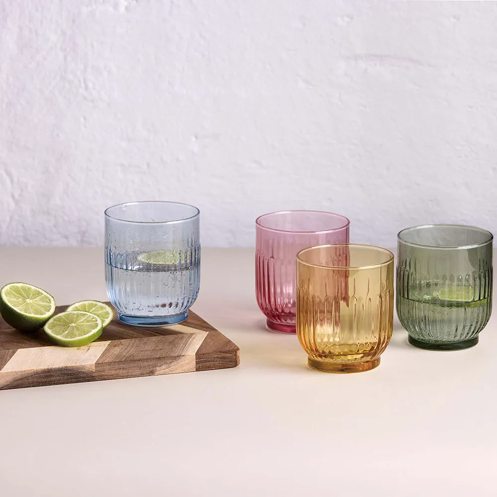 Groovy vandglas i 4 farver med lime